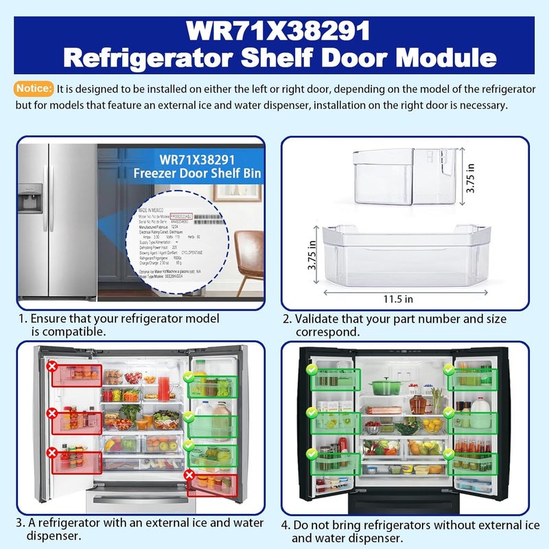 iouxvt WR71X38291 Refrigerator Door Shelf Bin Compatible with GE GFE24JSKGFSS GYE18JSLKFSS GWE19JSLGFSS, WR71X38291 Refrigerator Shelf Door Module Replace WR71X25043 AP7186348 - Image 4